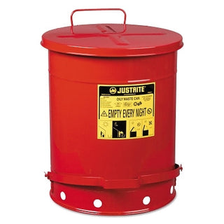 Red Oily Waste Can, 14 Gal, Foot Operated Cover