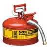 Type II AccuFlow™ Safety Can, Gas, 2.5 gal, Red, Includes 1 in OD Flexible Metal Hose