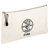 Zipper Bag, 1 Compartment, 12-1/2 in X 7 in, Canvas, White