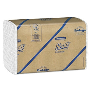 Toalha de papel dobrada em C, branca, 25,7 cm de largura x 33,4 cm de comprimento, 200 folhas/pacote, 12 pacotes/caixa