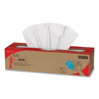 WypAll® L30 Wipers, White, 9.8 in W x 16.4 in L, Pop-Up Box, 100 Sheets per Box/8 Box per Case