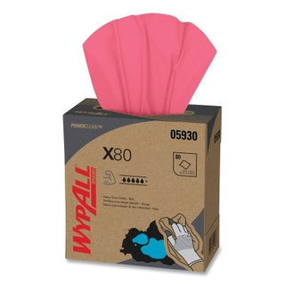 X80 Heavy-Duty Cloth, Red, 8.34 in W x 16.8 in L, 80 Sheets/BX, Pop-Up™ Box