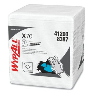 WypAll® X70 Cloths, White, 12.5 in W x 12 in L, 76 Sheets/Unit, Pack, 12 PK/CA