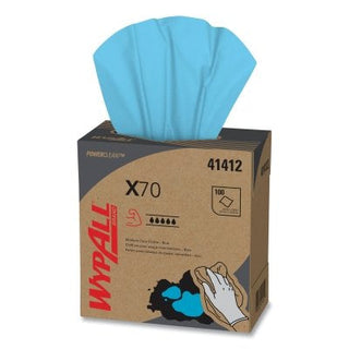 WypAll® X70 Cloths, Blue, 8.34 in W x 16.8 in L, 100 Sheets/Unit, Box, 10 BX/CA