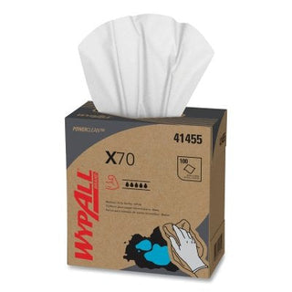 WypAll® X70 Cloths, White, 8.34 in W x 16.8 in L, 100 Sheets/Unit, Box, 10 BX/CA