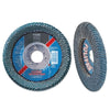 POLIFAN® SGP Zircon-Curve Radial Type PFR Flap Disc, 4-1/2 in x 5/8 in, 40 Grit, 5/8 in to 11 Arbor, 13,300 RPM