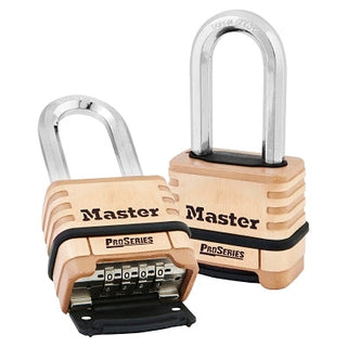 ProSeries® Resettable Combination Padlock, 3/8 in dia x 15/16 in W x 2-1/16 in H Shackle, Brass, Carded