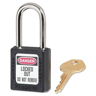 Zenex™ Thermoplastic Safety Lockout Padlock, 410, 1-1/2 W x 1-3/4 H Body, 1-1/2 in H Shackle, KD, Black