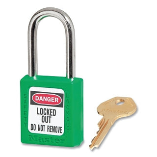 Zenex™ Thermoplastic Safety Lockout Padlock, 410, 1-1/2 W x 1-3/4 H Body, 1-1/2 in H Shackle, KD, Green