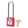 Zenex™ Thermoplastic Safety Lockout Padlock, 410, 1-1/2 W x 1-3/4 H Body, 3 in H Shackle, KD, Red