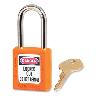 Zenex™ Thermoplastic Safety Lockout Padlock, 410, 1-1/2 W x 1-3/4 H Body, 1-1/2 in H Shackle, KD, Orange