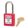 Zenex™ Thermoplastic Safety Lockout Padlock, 410, 1-1/2 W x 1-3/4 H Body, 1-1/2 in H Shackle, KD, Red