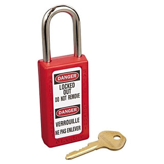 Zenex™ Thermoplastic Safety Lockout Padlock, 411, 1-1/2 W x 3 H Body, 1-1/2 in H Shackle, KD, Red