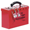 Group Lock Box, 9-1/4 in L, 6 in H, 3-3/4 in W, Steel, Red