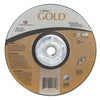 Gold AO Depressed Center Wheel, 9 in dia, 1/4 in Thick, 5/8 in Arbor, 24 Grit