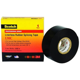 Linerless Rubber Splicing Tape 130C, 30 ft x 1-1/2 in, Black