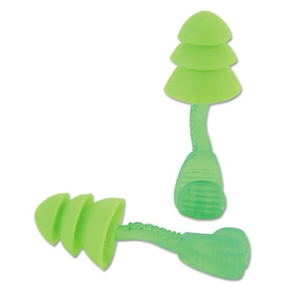 Glide® Trio Reusable Twist-In Earplugs, TPE, Green, Corded