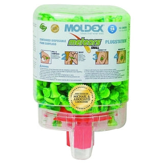 PlugStation® Earplug Dispenser, Disposable Plastic Bottle, Small Foam Earplugs, Bright Green, Meteors®