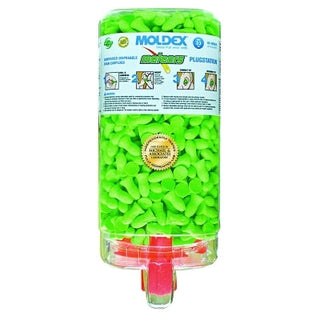 PlugStation® Earplug Dispenser, Disposable Plastic Bottle, Foam Earplugs, Bright Green, Meteors®