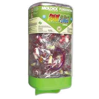 PlugStation® Earplug Dispenser, Disposable Plastic Bottle, Foam Earplugs, Assorted Color Swirls/Streaks, SparkPlugs®