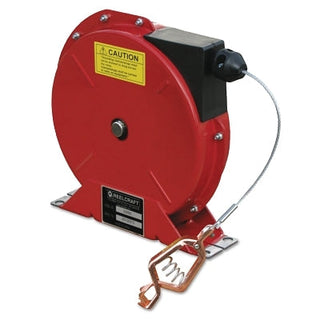 Carretel de aterramento retrátil de mola para serviço pesado da série G3050, cabo de aço trançado 7 x 7, 15 metros (50 pés)