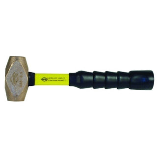 Martelo clássico Nuplaglas® de latão anti-faísca, cabeça de 1,5 lb, cabo de fibra de vidro de 12 polegadas, super aderência.