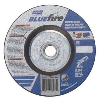 Bluefire® Type 27 Depressed Center Wheel, 4-1/2 in x 1/4 x 5/8-11, 24 Grit, Zirconia Alumina