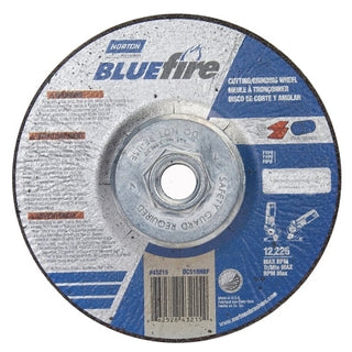 Bluefire® Type 27 Depressed Center Wheel, 5 in x 1/8 x 5/8-11, 24 Grit, Zirconia Alumina