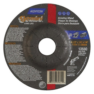 Gemini® Type 27 Grinding and Cutting Wheel, 4-1/2 in dia x 1/4 in T x 7/8 in Arbor Hole, AO
