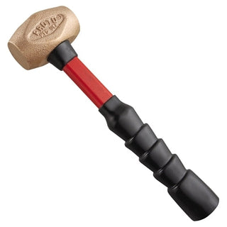 Martelo de latão, cabeça de 1,2 kg, cabo de 35 cm.
