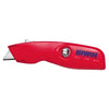 Self-Retracting Safety Knife, 6 in Length, Bi-Metal Blade, Aluminum, Red