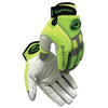 2980 Goat Grain Hi-Vis Reflective Back Knuckle Protection Mechanics Gloves, Neoprene, X-Large, Lime Green/White
