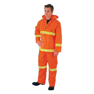 Luminator™ 3-Piece Rain Suit, Lime Stripe, 0.35 mm, PVC/Poly, Orange, X-Large