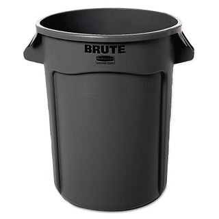BRUTE® Round Container without Lid, 32 gal, Heavy-Duty Plastic, Gray