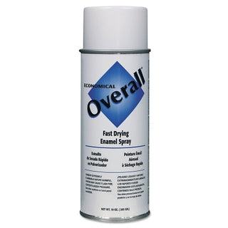 Overall® Economical Fast-Drying Enamel Spray Paint, 10 oz, Aerosol Can, Gloss, White