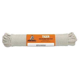 Corda para cortina Tiger Sash Cord™, capacidade de 272 kg (600 lb), 30,5 m (100 pés), 9,5 mm (3/8 pol.) de diâmetro, algodão, branca
