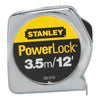 Powerlock® Tape Rules 1/2 in Wide Blade, 12 ft x 1/2 in, Inch/Metric, Single Sided, Chrome