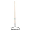 Bow Rake, 13-3/4 in W, Steel, 15 Tine, 54 in L Hardwood Handle