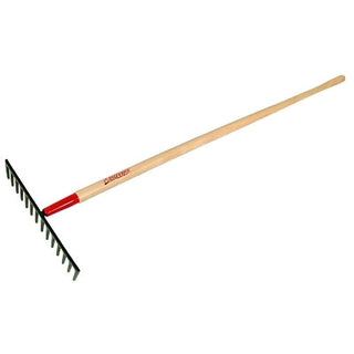 Level Rake for Gravel, 16 in W, Forged Steel, 14 Tine, 66 in American Hardwood Handle