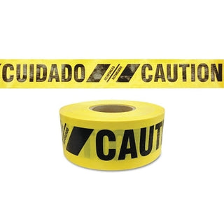 Reinforced Barricade Tape, 3 in x 500 ft, Caution/Cuidado, Yellow
