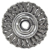 Standard Twist Knot Wire Wheel, 3 in dia x 3/8 in W Face, 0.014 in Steel Wire, 25000 RPM