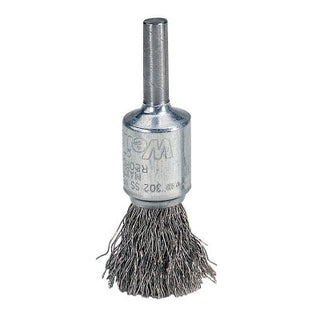 Crimped Wire Solid End Brush, Steel, 22,000 rpm, 1 in x 0.014 in