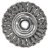 Standard Twist Knot Wheel, 4 dia x 1/2 Wide, 0.014 Stainless Steel, 5/8 in to 11 UNC Nut