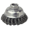 Single Row Heavy-Duty Knot Cup Brush, 3-1/2 in dia, 5/8-11 UNC, 0.02 Steel Wire