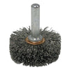 Stem-Mounted Narrow Conflex Brush, 2 in dia x 3/8 in W Face, 0.006 in Steel, 20000 RPM, 1/4 in Stem