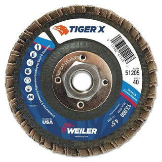 Disco de lixa Tiger® X, angular de 4-1/2 polegadas, grão 40, eixo de 5/8 a 11 polegadas