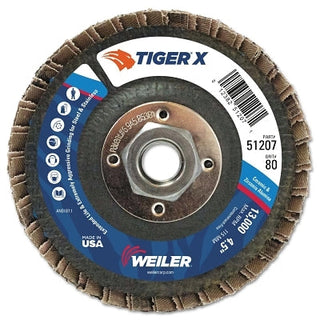 Disco de lixa Tiger® X, angular de 4-1/2 polegadas, grão 80, eixo de 5/8 a 11 polegadas