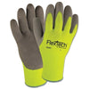 FlexTech™ Hi-Visibility Knit Thermal Gloves with Latex Palm, Large, Gray/Green