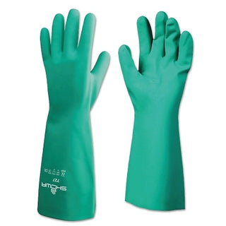 Nitrile Disposable Gloves, Gauntlet Cuff, Unlined Lined, 10/X-Large, Green, 15 mil