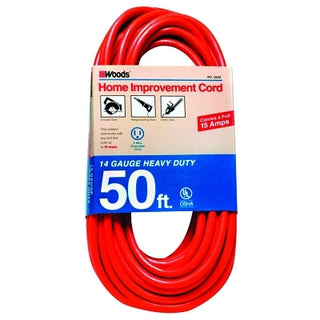 Outdoor Round Vinyl Extension Cord, 50 ft, 1 Outlet, Orange